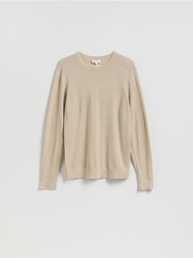 Reserved - Sweter z wełny merino - beżowy
