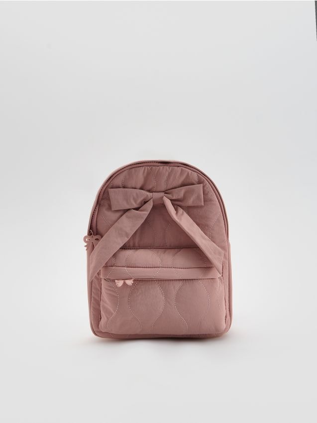 Reserved - Plecak z przeszyciami - różowy
