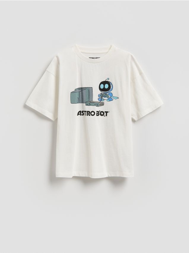 Reserved - T-shirt Astro Bot - złamana biel