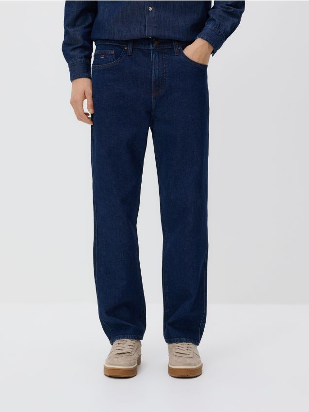 Reserved - Jeansy straight fit - granatowy