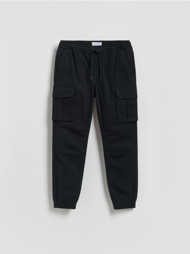 Reserved - Spodnie jogger cargo - czarny