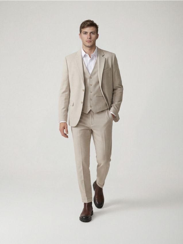 Reserved - Marynarka regular z dodatkiem wiskozy - beżowy