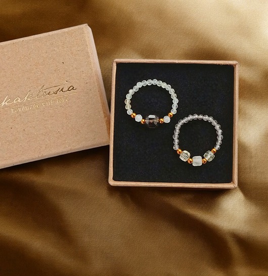 Zestaw pierścionków : DOBROBYT - cytryn, kwarc dymny, kryształ górski