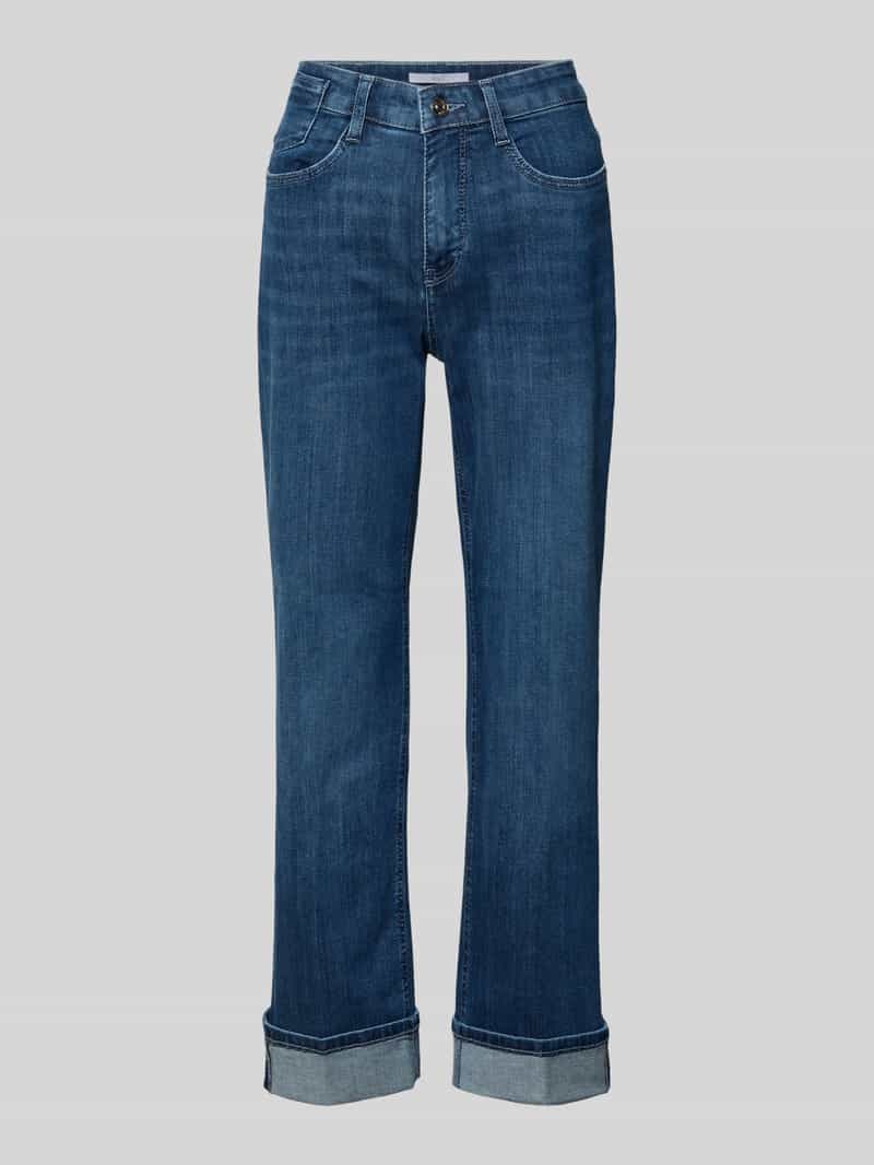 Jeansy o kroju straight fit z mieszanki bawełny model ‘LAURA TURN UP’