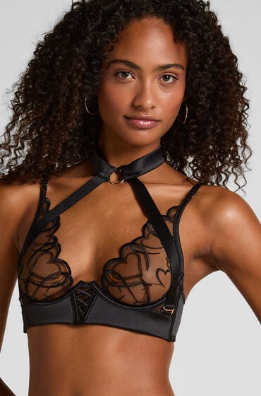 Hunkemöller Nieusztywniany biustonosz z fiszbinami Olivia Czarny