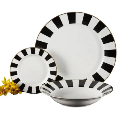 Serwis obiadowy porcelanowy AMBITION Ribs 6 osób (18 elementów)