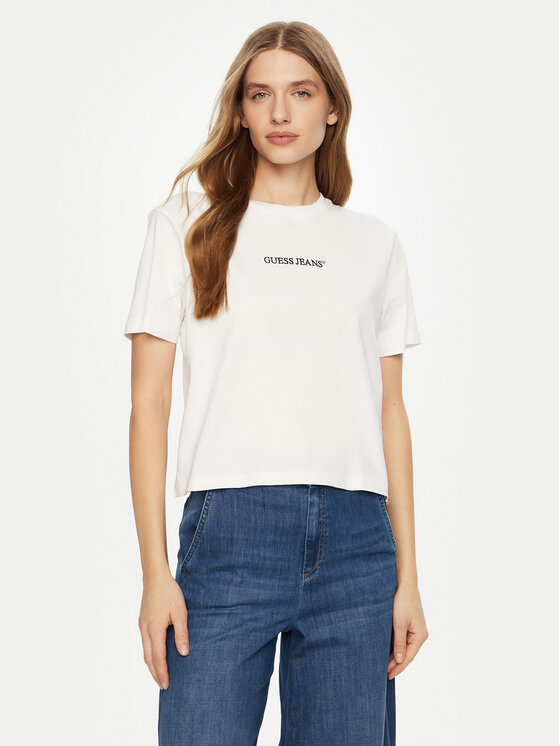 Guess Jeans T-Shirt W5RI42 K8HM0 Biały Regular Fit