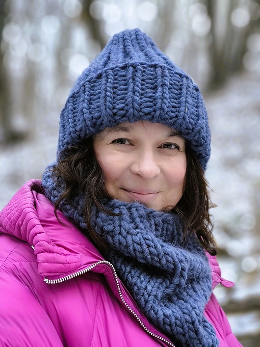 WOOLY Komplet wełniana czapka i komin jeans
