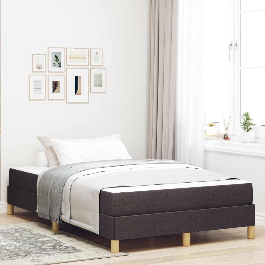 VidaXL Łóżko sprężynowe z materacem Ciemny brąz 120 x 200 cm tkanina