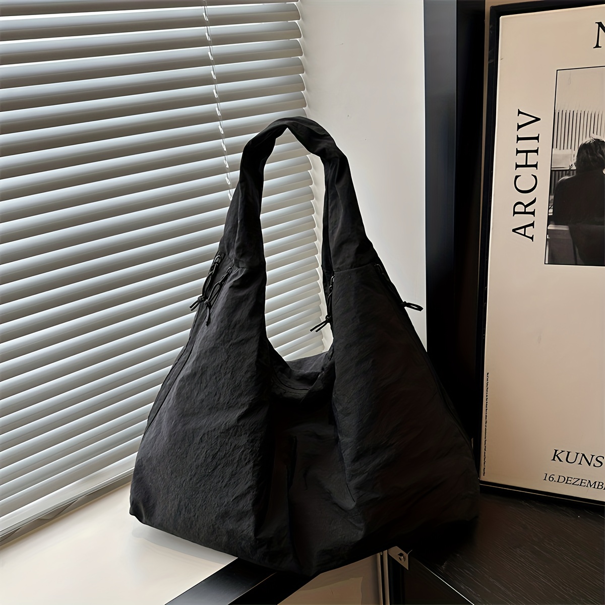 TEMU Damska Torba na Ramię, Duża Pojemność Kolorowa Tote dla Studentek i na Co Dzień z Bocznymi Kieszeniami na Zamek