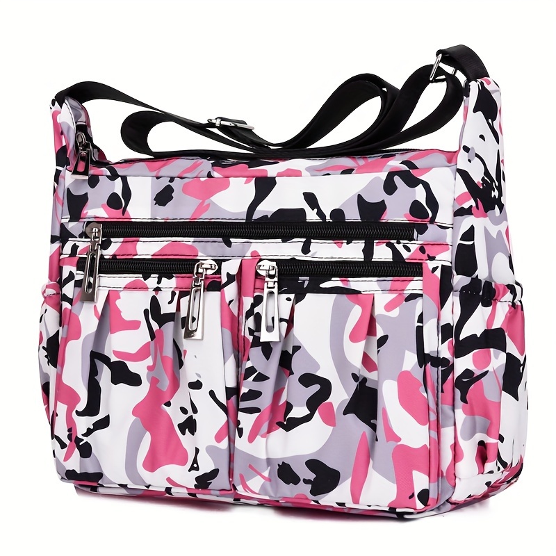 TEMU Mała Torba na Ramię z Wzorem Kwiatowym z Tkaniny Oxford, Podróżna Casual Torba Nylonowa