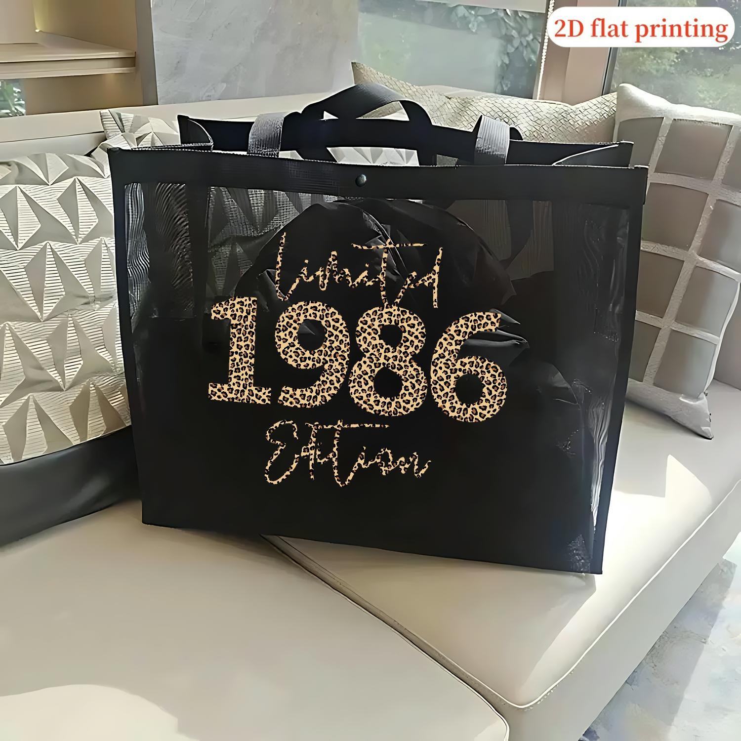 TEMU Torba z siatki z nadrukiem 2D Lz250825X235, czarna przezroczysta torba, idealna do szkoły, podróży i na plażę, rozmiar A5.