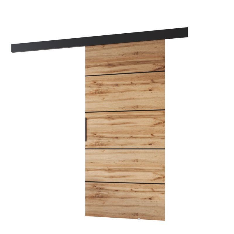 Drzwi przesuwne wewnętrzne PRIM 1 K 96 cm dąb wotan /czarny.