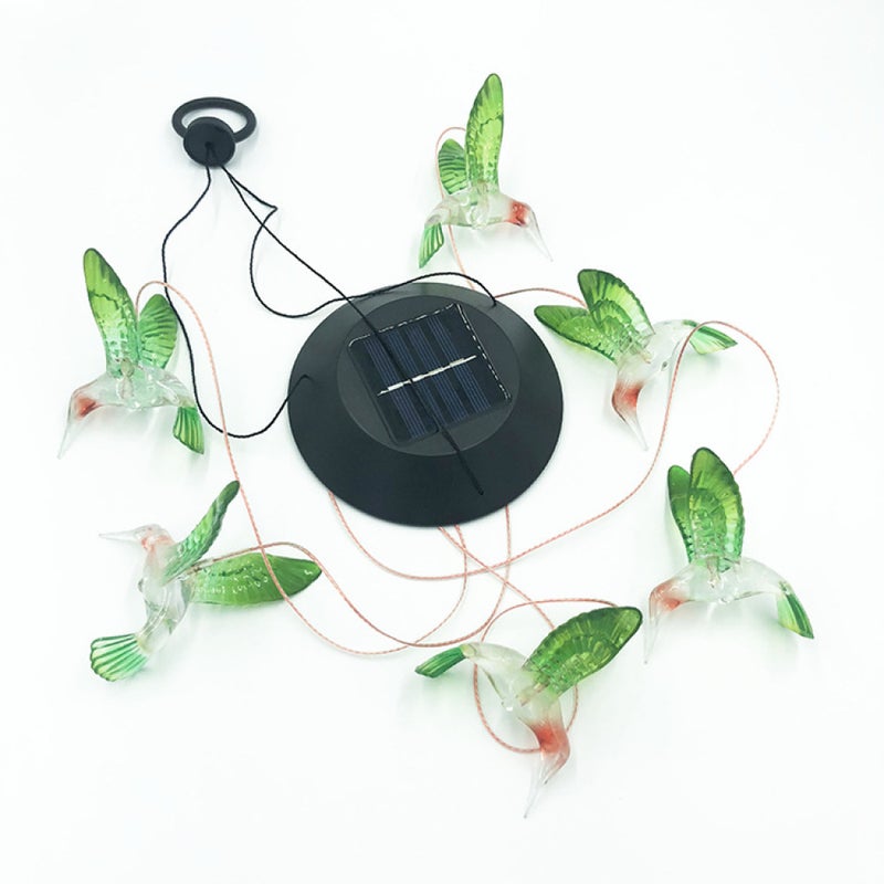 Wodoodporny, wielokolorowy, solarny dzwonek wietrzny, wisząca lampa w kształcie kolibra, zewnętrzny dzwonek wietrzny, dekoracja ogrodu i patio.