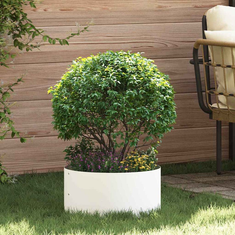 vidaXL Pierścień doniczki Biały 40 x 40 x 20 cm Stal zimnogięta