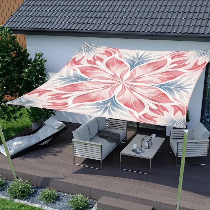 Parasol ogrodowy 3D Mandala, ochrona UV 95%, prostokątny parasol, markiza tarasowa do ogrodu (kwiaty, 2 x 2 m)