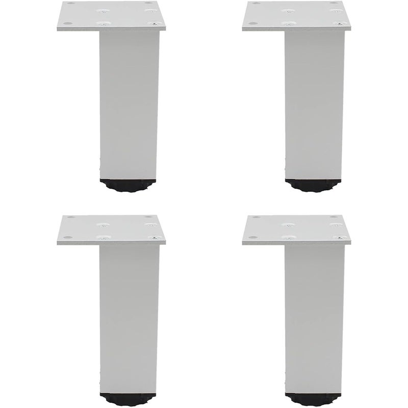 Nogi meblowe aluminiowe regulowane, zestaw 4 szt., do mebli, sof i stołów, srebrne, 10 cm (regulowane od 100 do 118 mm)