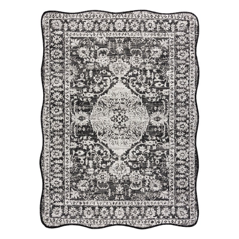 Dywan ORGANIC 2762 sizal Ornament, ramka czarny / ecru - nowoczesny nieregularny kształt 240x330 cm