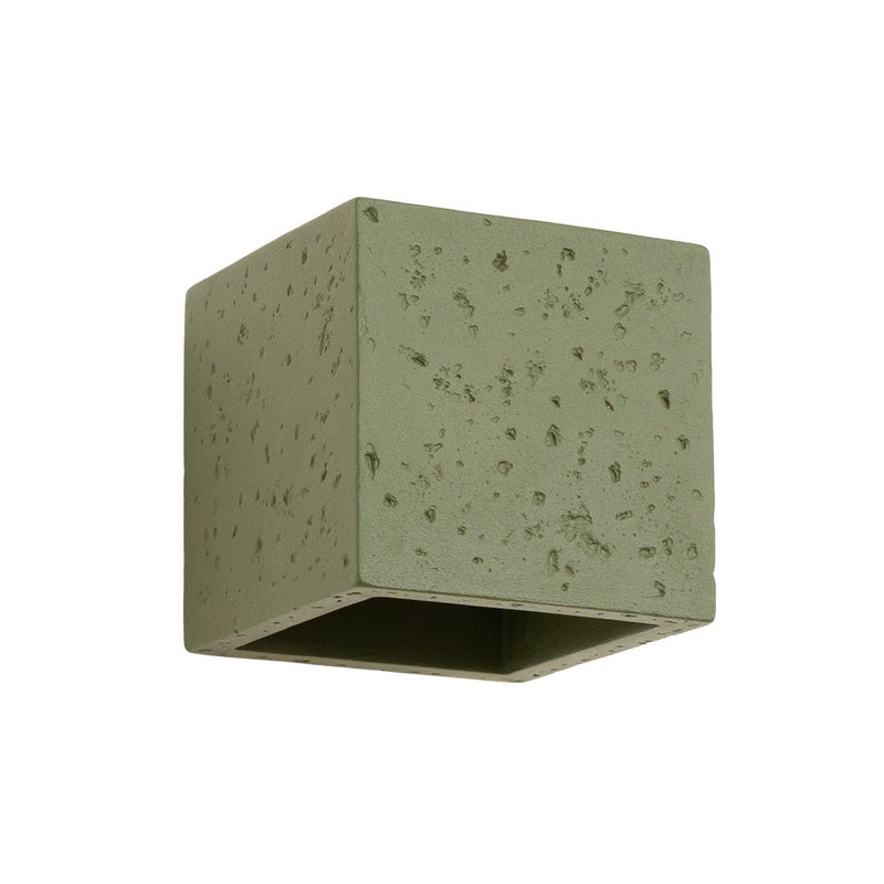 Kinkiet ścienny betonowy QUAD zielony oliwkowy 1xG9x15W beton architektoniczny wym:10x10x12cm IP20 Sollux Lighting