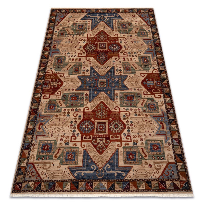 Dywan wełniany KESHAN Frędzle, Etniczny orientalny 1250/53565 beż / terakota 80x145 cm