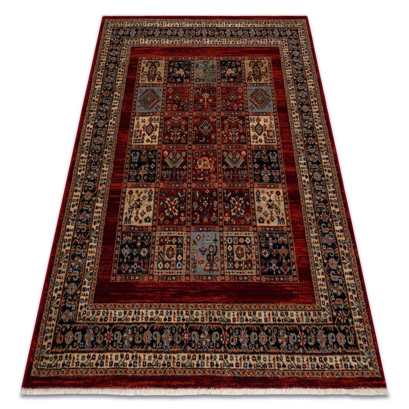 Dywan wełniany KESHAN Frędzle, Patchwork orientalny 1257/53588 terakota / beż 120x145 cm