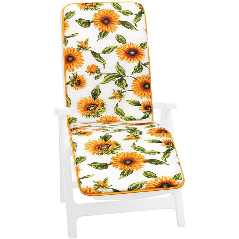 Poduszka Na leżak 100% Wyprodukowano We Włoszech Fotel Miękki Leżak Składanie Białe słoneczniki