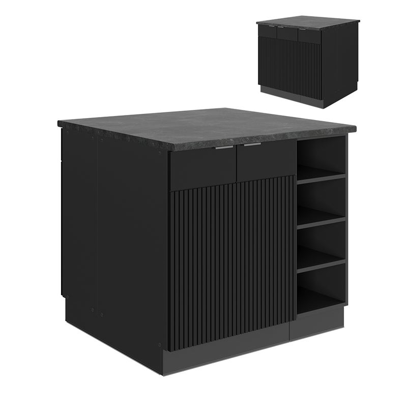 Vicco Wyspa kuchenna Fame-Line, Czarne paski, 90 cm bez blatu roboczego