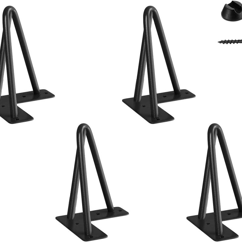 Nogi do mebli stołowych i krzeseł DIY, z 20 śrubami i 4 podkładkami ochronnymi (25 cm - 10 cali - czarne), zestaw 4 szt.
