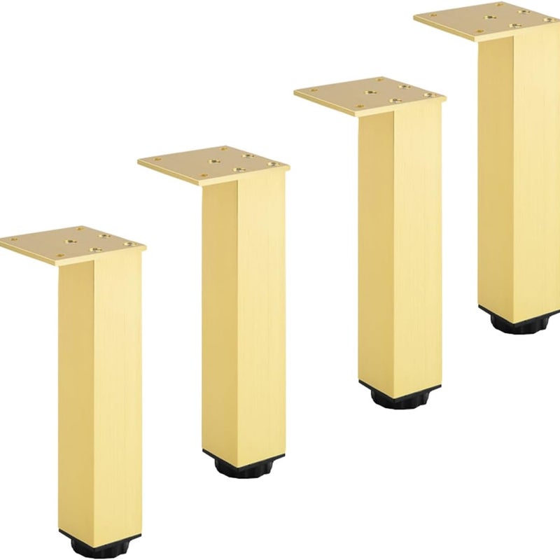 Nogi meblowe aluminiowe regulowane, zestaw 4 szt., do mebli, sof i stołów, złote, 18 cm (regulowane od 180 do 198 mm)