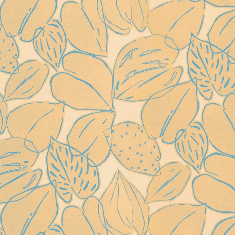 Fototapeta narysowane liście żółtym - 250 x 300 cm - KOMAR