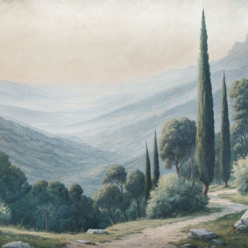 Fototapeta włoski krajobraz niebiesko-zielonym - 250 x 400 cm - KOMAR