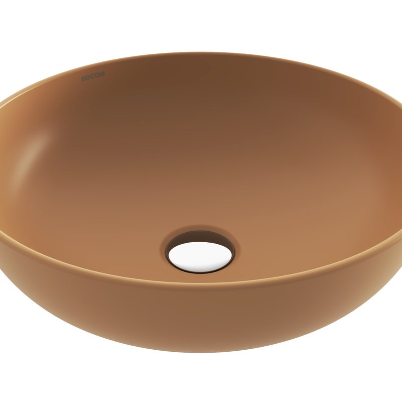 BOCCHI SOTTILE SLIM LINE Umywalka nablatowa okrągła 38cm Kaszmir (Mat)