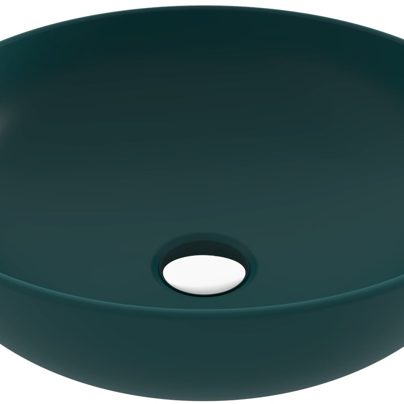 BOCCHI SOTTILE SLIM LINE Umywalka nablatowa okrągła 38cm Petrol Green (Mat)