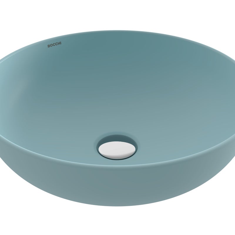 BOCCHI SOTTILE SLIM LINE Umywalka nablatowa okrągła 38cm Ice blue