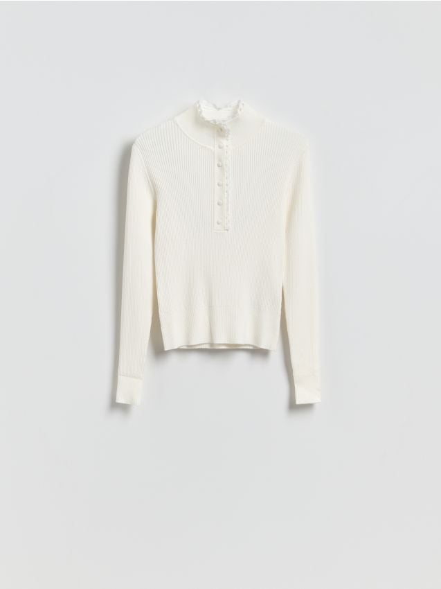 Reserved - Bluzka ze stójką - kremowy