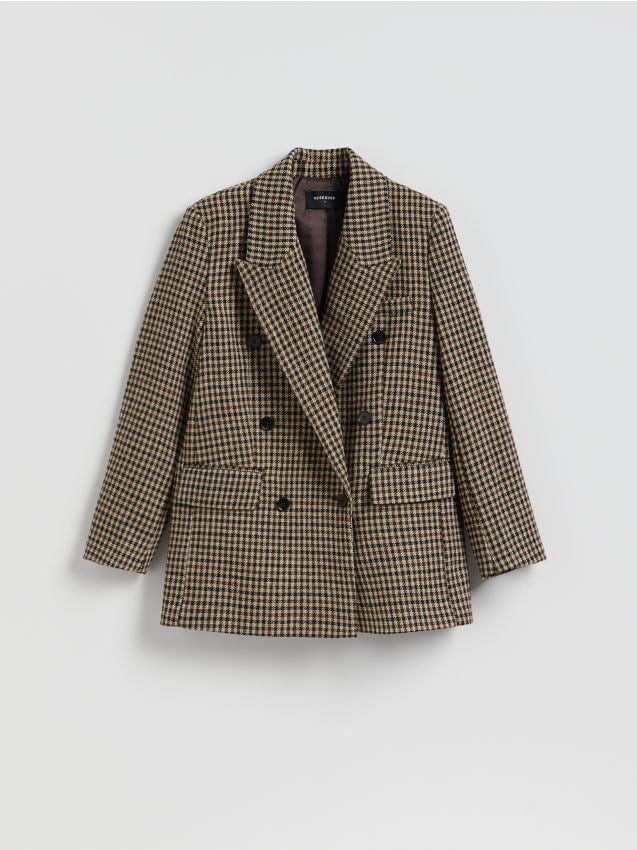 Reserved - Dwurzędowa marynarka z dodatkiem wełny - wielobarwny