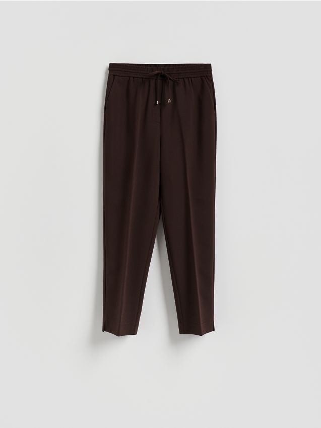 Reserved - Spodnie z kantem - ciemnobrązowy