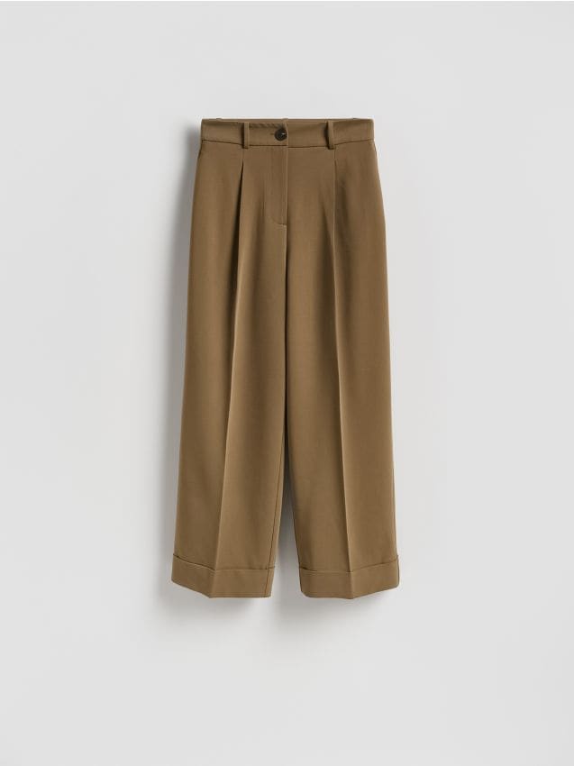 Reserved - Spodnie culotte - oliwkowy