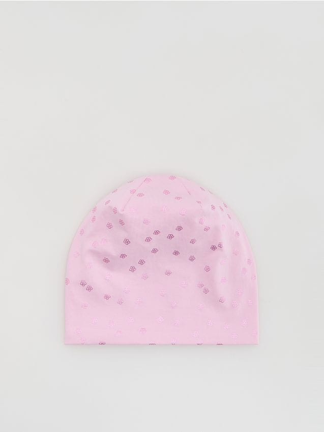 Reserved - Wzorzysta czapka - brudny róż