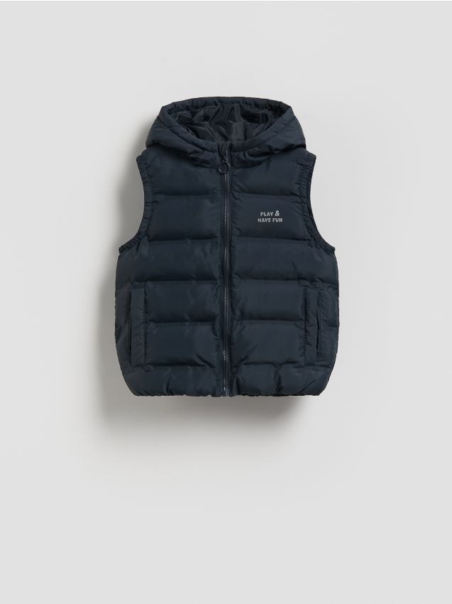 Reserved - Pikowana kamizelka z kapturem - ciemnoszary