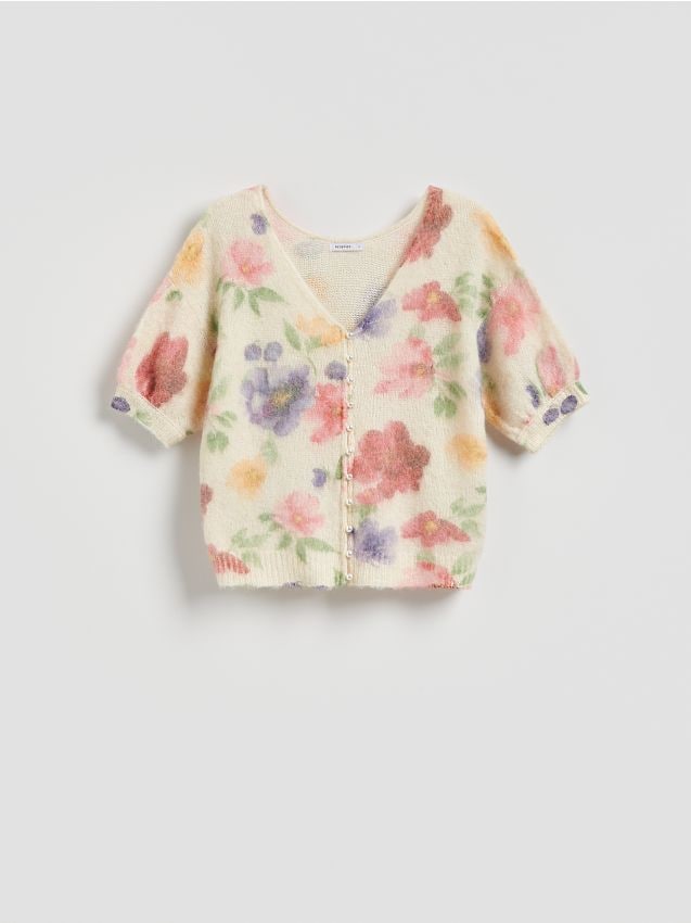 Reserved - Sweter z ozdobnymi guzikami - wielobarwny