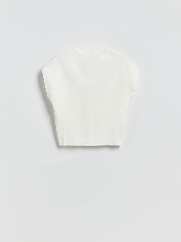 Reserved - Bluzka ze stójką - złamana biel