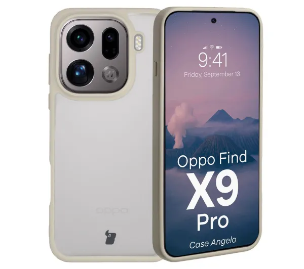 Bizon Angelo do Oppo Find X9 Pro Półprzeźroczyste z beżową ramką