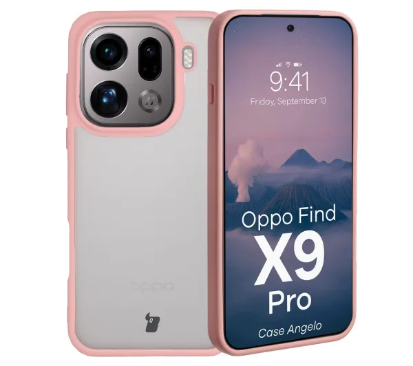 Bizon Angelo do Oppo Find X9 Pro Półprzeźroczyste z różową ramką