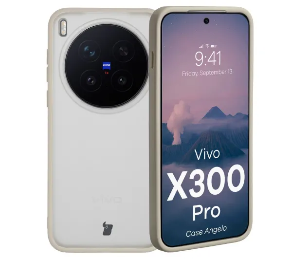 Bizon Angelo do Vivo X300 Pro Półprzeźroczysty z beżową ramką