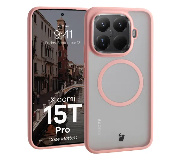 Bizon MatteO do Xiaomi 15T Pro Półprzezroczyste z różową ramką