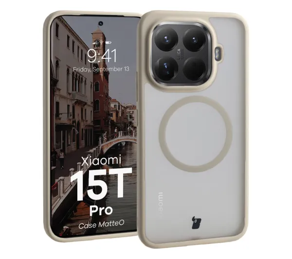 Bizon MatteO do Xiaomi 15T Pro Półprzezroczyste z beżową ramką