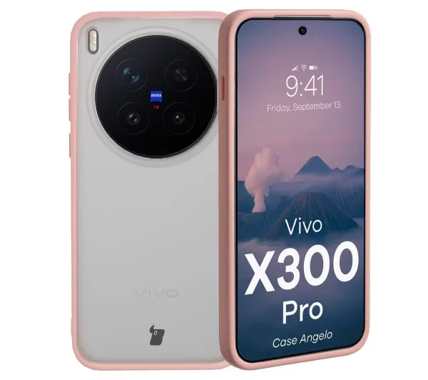 Bizon Angelo do Vivo X300 Pro Półprzeźroczysty z różową ramką