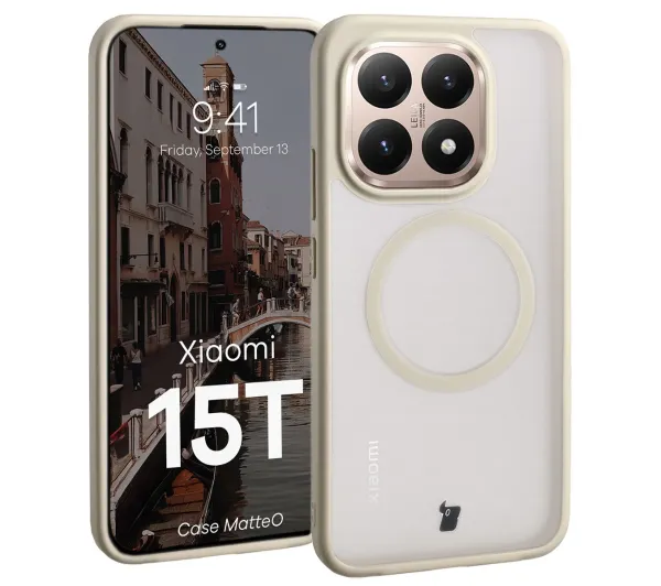 Bizon MatteO do Xiaomi 15T Półprzezroczyste z beżową ramką