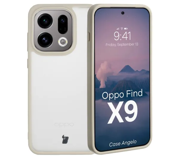Bizon Angelo do Oppo Find X9 Półprzeźroczyste z beżową ramką